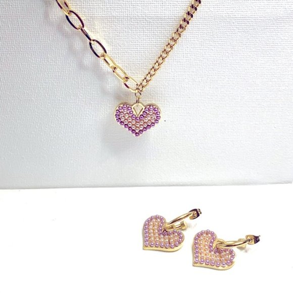 925 Sterling Silver Blue Crystal Heart Pendant Set - Picture 10 of 10